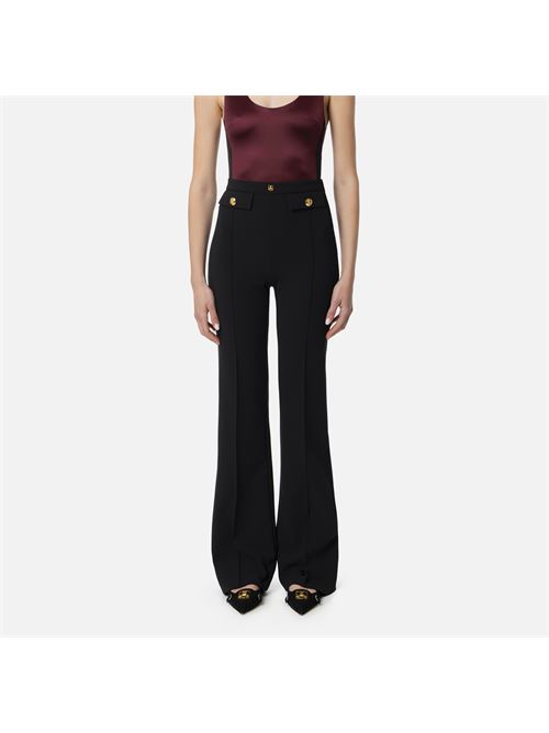 Palazzo trousers in stretch crêpe with logo rivet ELISABETTA FRANCHI | PA02546E2.110